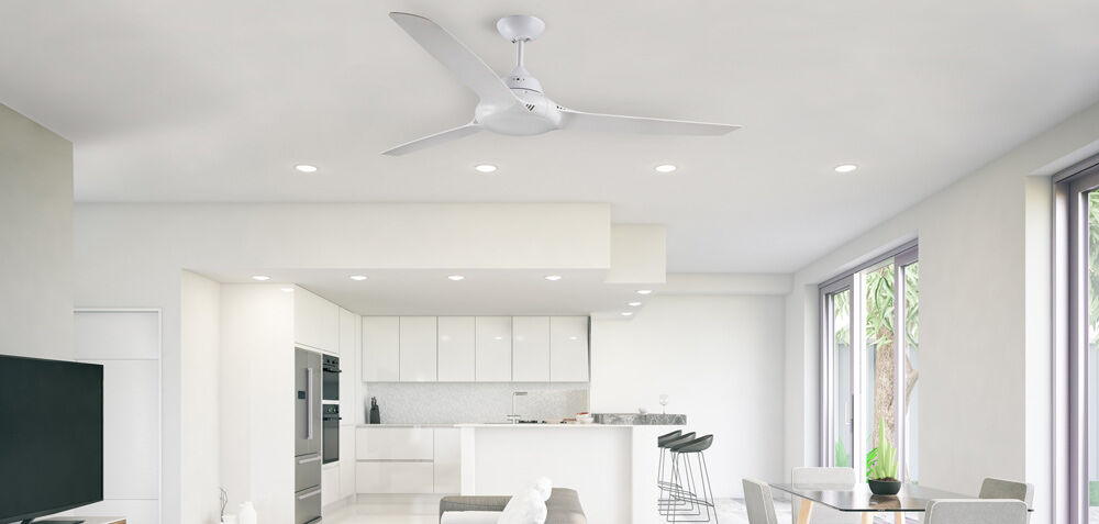 Fantech Flair AC 3 Blade Ceiling Fan - 1470MM (58" Inch) | White | 3 Speed Wall Controller Included