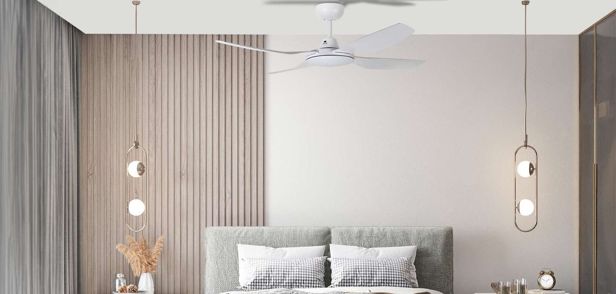 Fantech Quinton DC 4 Blade Ceiling Fan - 1220MM (48" Inch) | White | w/ Wall Switch & Remote Control