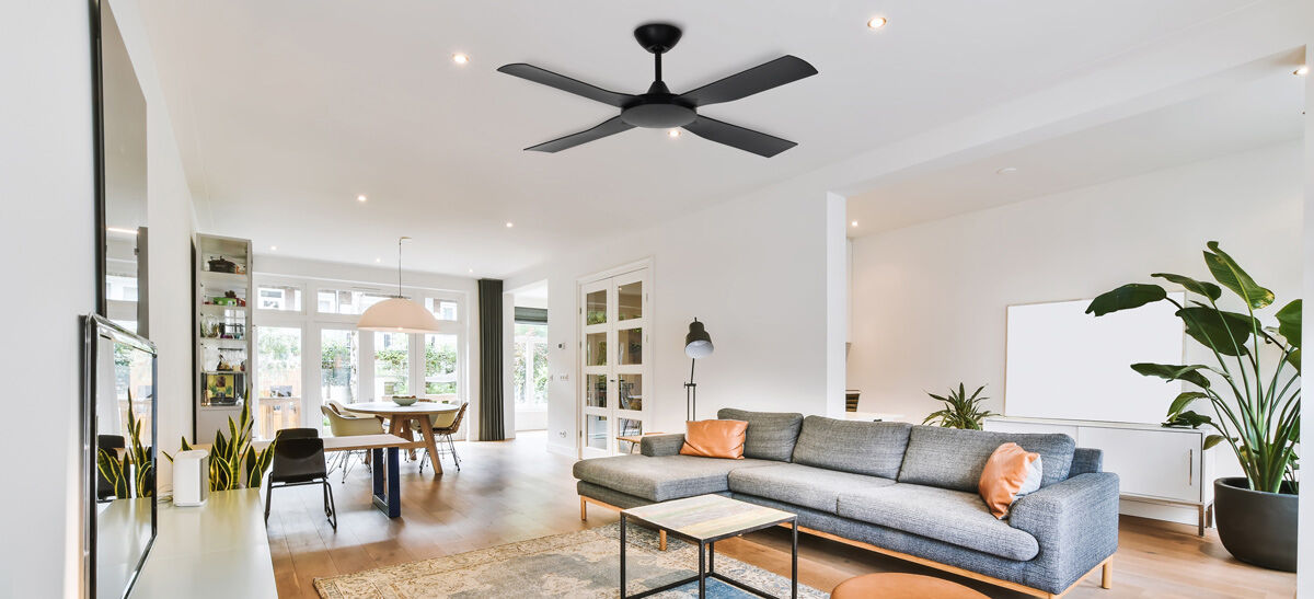 Fantech Quinton DC 4 Blade Ceiling Fan - 1220MM (48" Inch) | Black | w/ Wall Switch & Remote Control