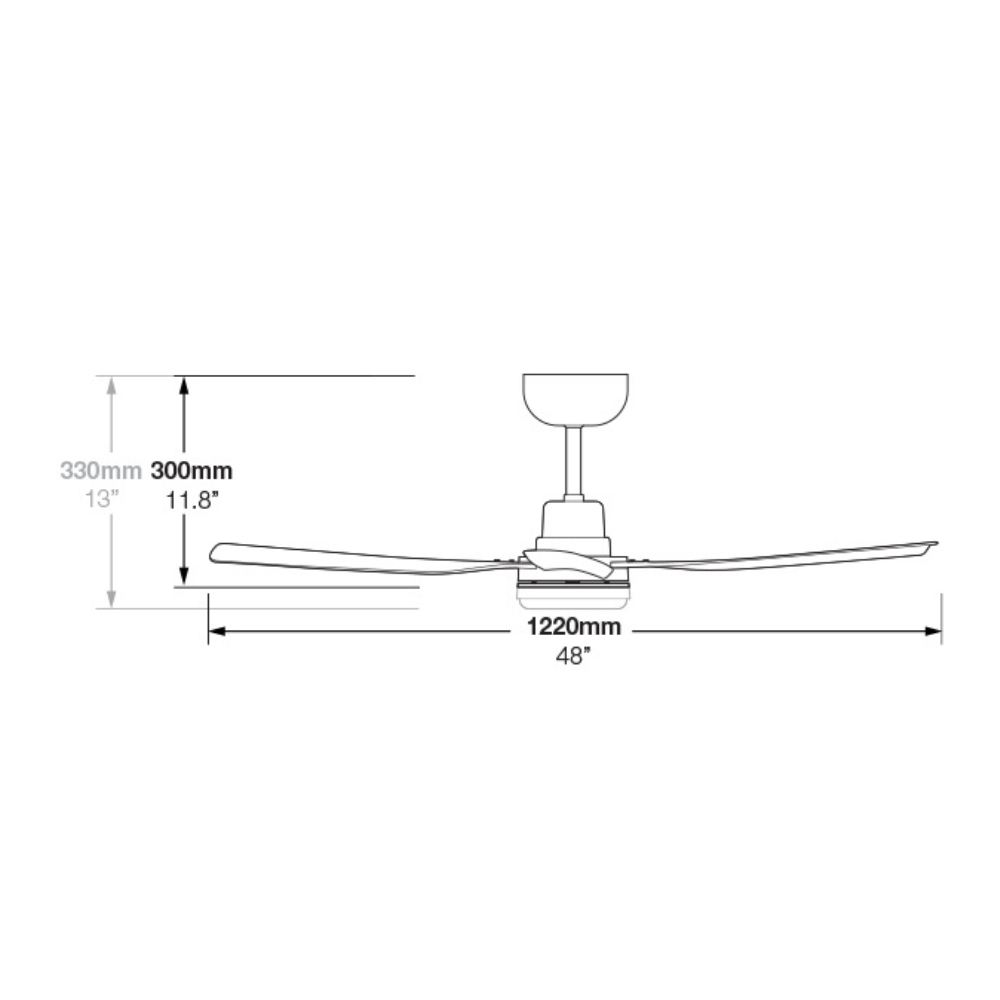 Fantech Scud DC 4 Blade Ceiling Fan w/ 16W LED Light - 1220MM (48" Inch) | White | w/ Wall Switch & Remote Control