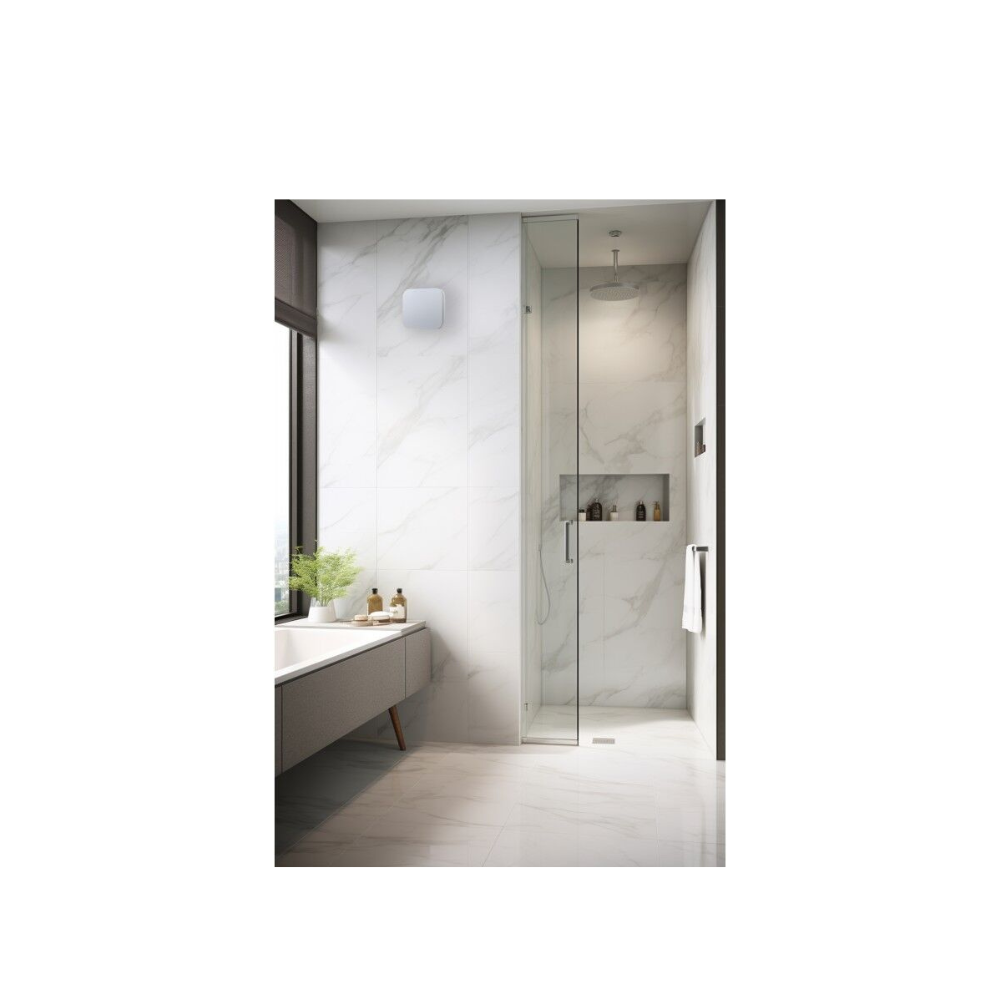Ventair Edge DC Wall Exhaust Fan 150MM w/ White Square Fascia - EDGEDC150 | w/ Run On Timer