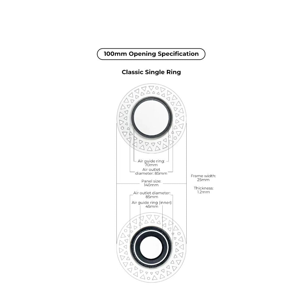 Round Ceiling Frameless White Air Diffuser - 100MM (4 Inch) | Paintable Air Vent