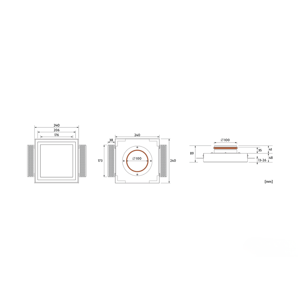 Ergovent Kvadro 100 - 100MM (4" Inch) | White Square Frameless Diffuser