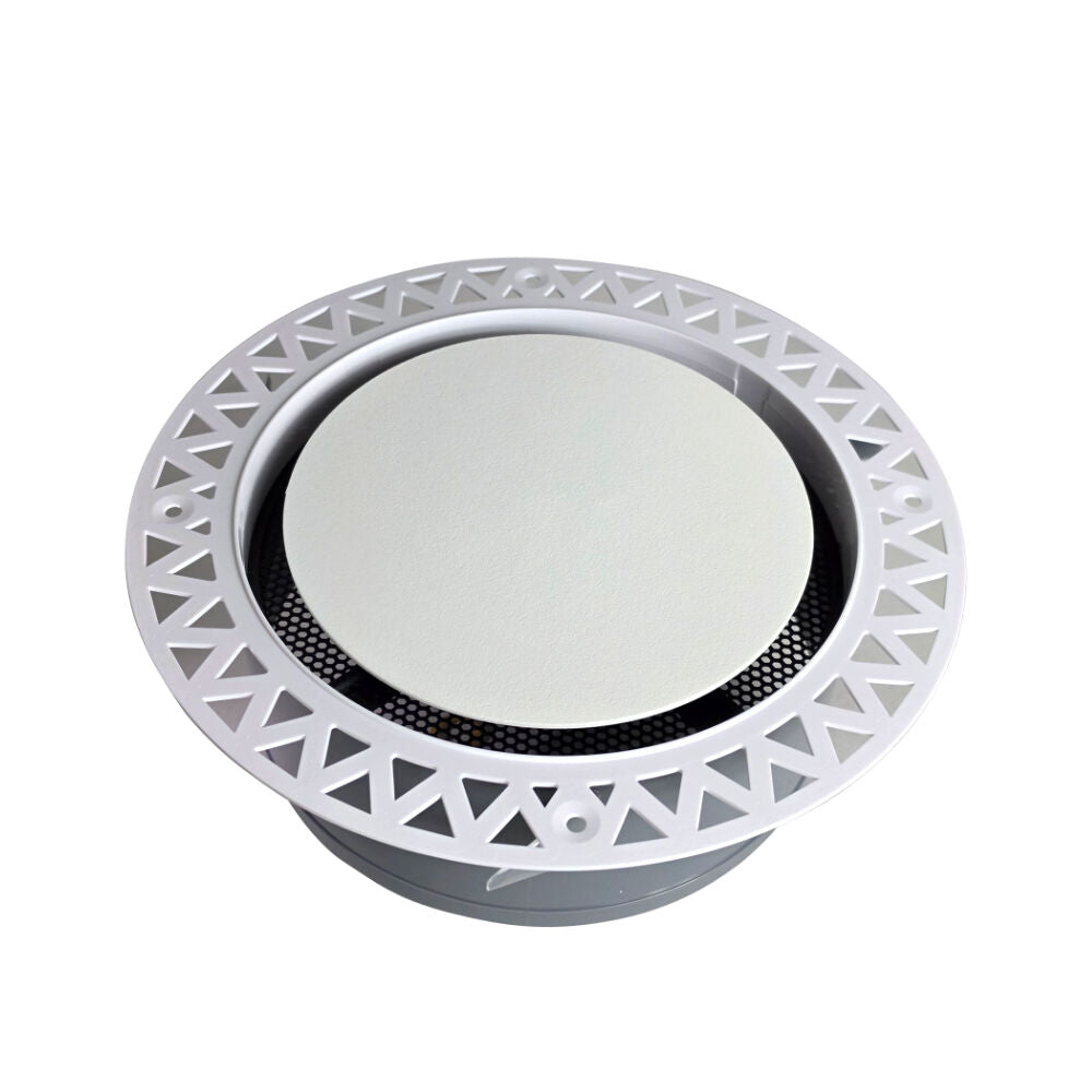 Round Ceiling Frameless White Air Diffuser - 200MM (8 Inch) | Paintable Air Vent