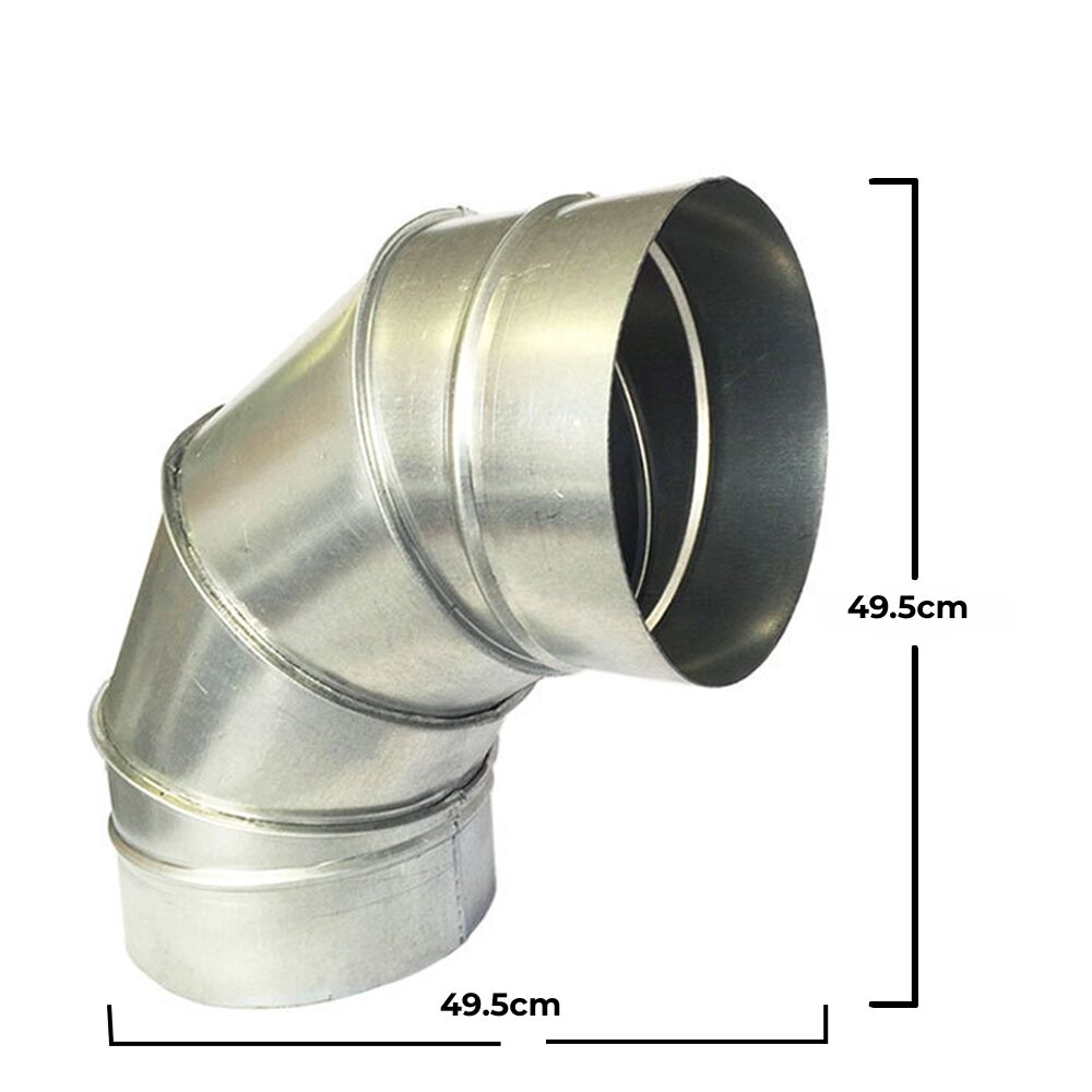 Galvanized Steel Round Duct 90 Degrees Elbow - 100MM / 150MM / 200MM / 250MM / 300MM