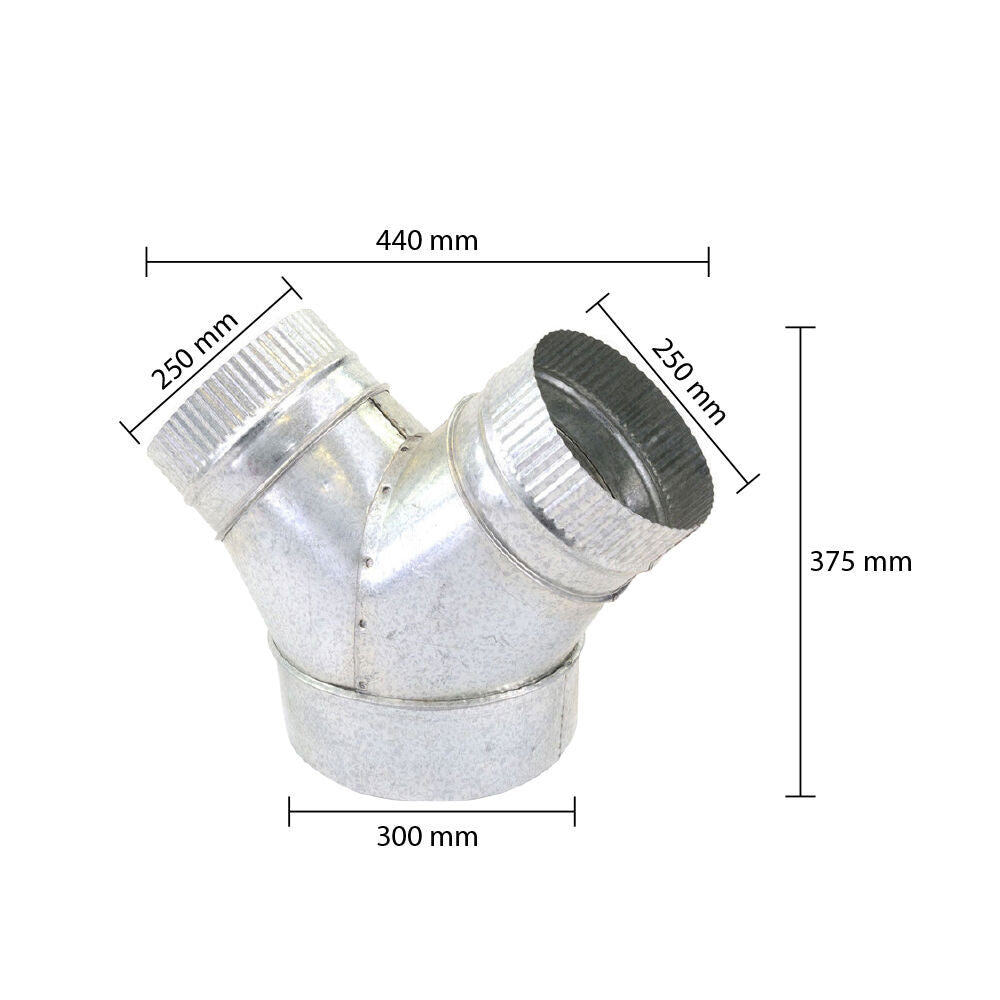 Non-Insulated Y Duct 3 Way Connector