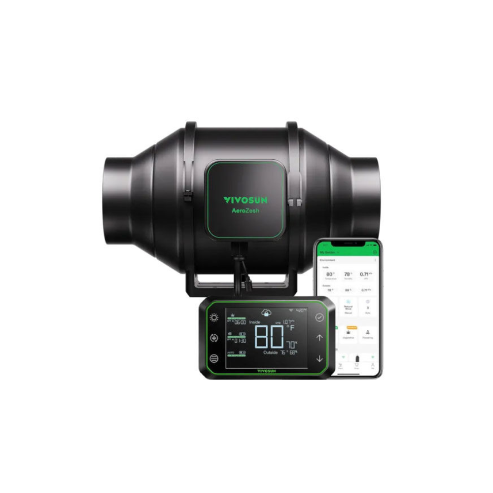 Vivosun AeroZesh S4 Inline EC Fan - 100MM (4 Inch) w/ GrowHub E42A WiFi Controller