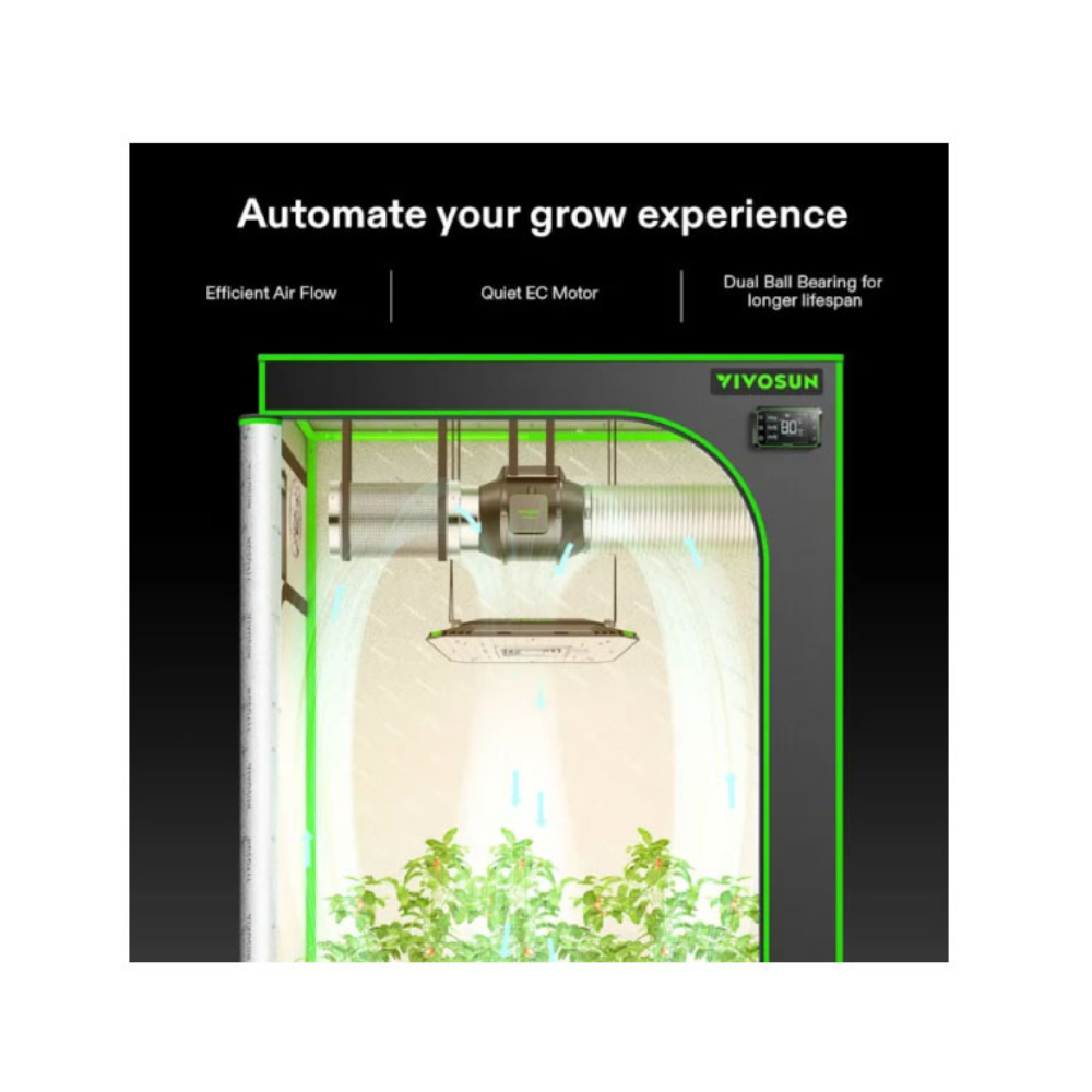 Vivosun AeroZesh S4 Inline EC Fan - 100MM (4 Inch) w/ GrowHub E42A WiFi Controller