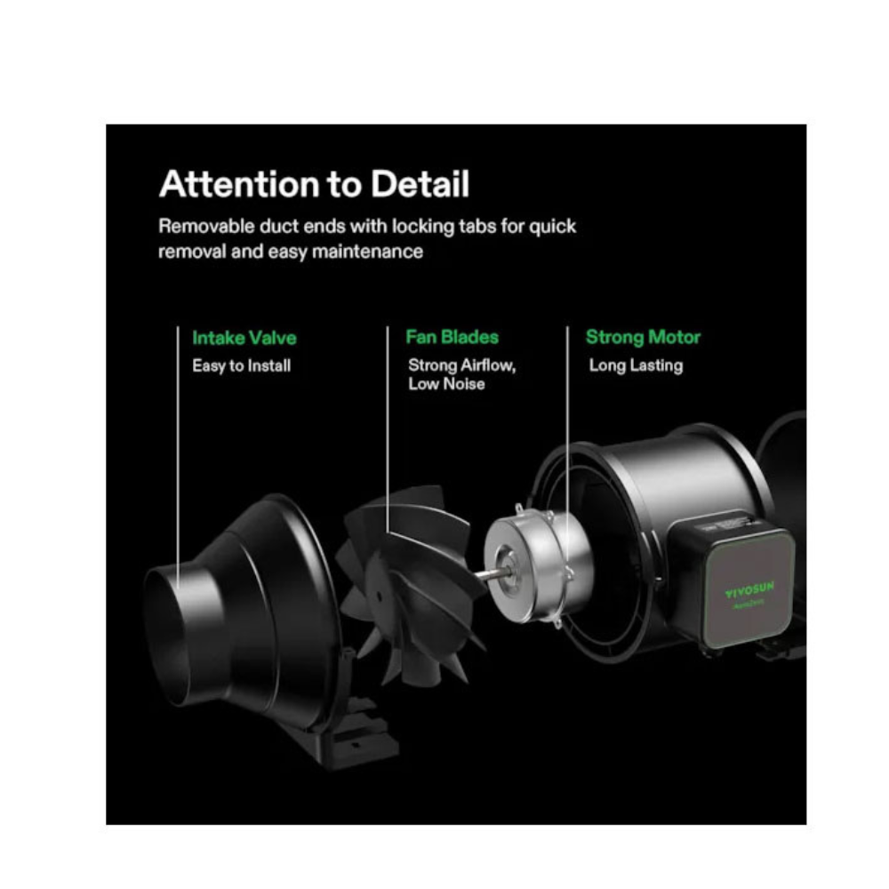 Vivosun AeroZesh S4 Inline EC Fan - 100MM (4 Inch) w/ GrowHub E42A WiFi Controller