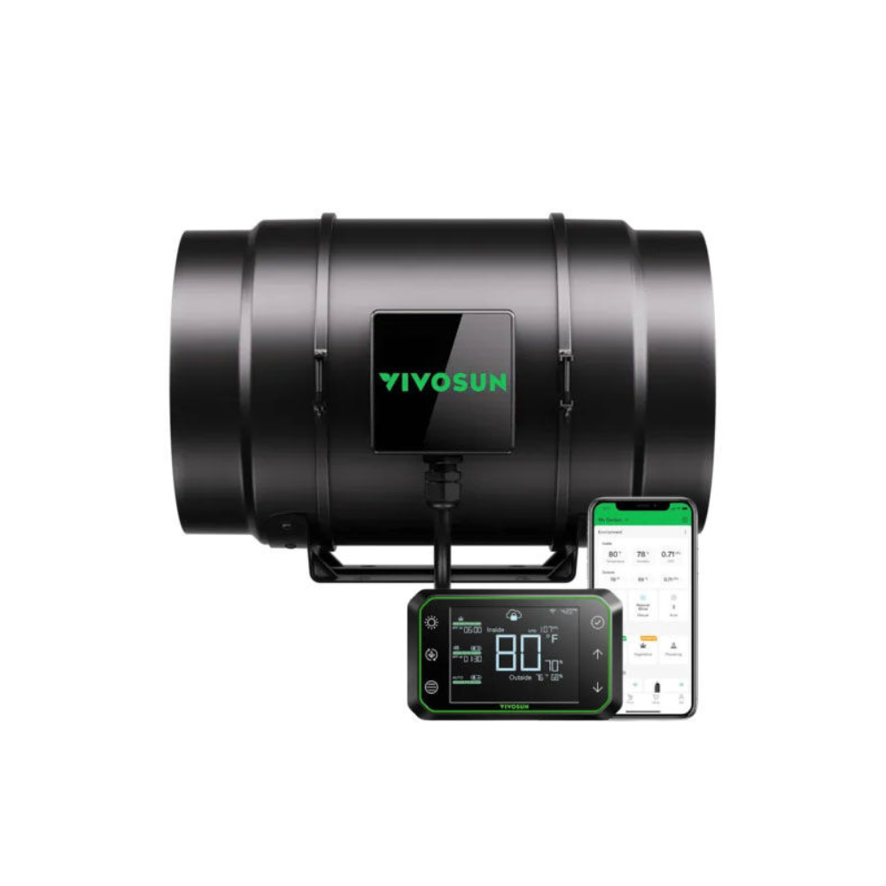 Vivosun AeroZesh S8 Inline EC Fan - 200MM (8 Inch) w/ GrowHub E42A WiFi Controller
