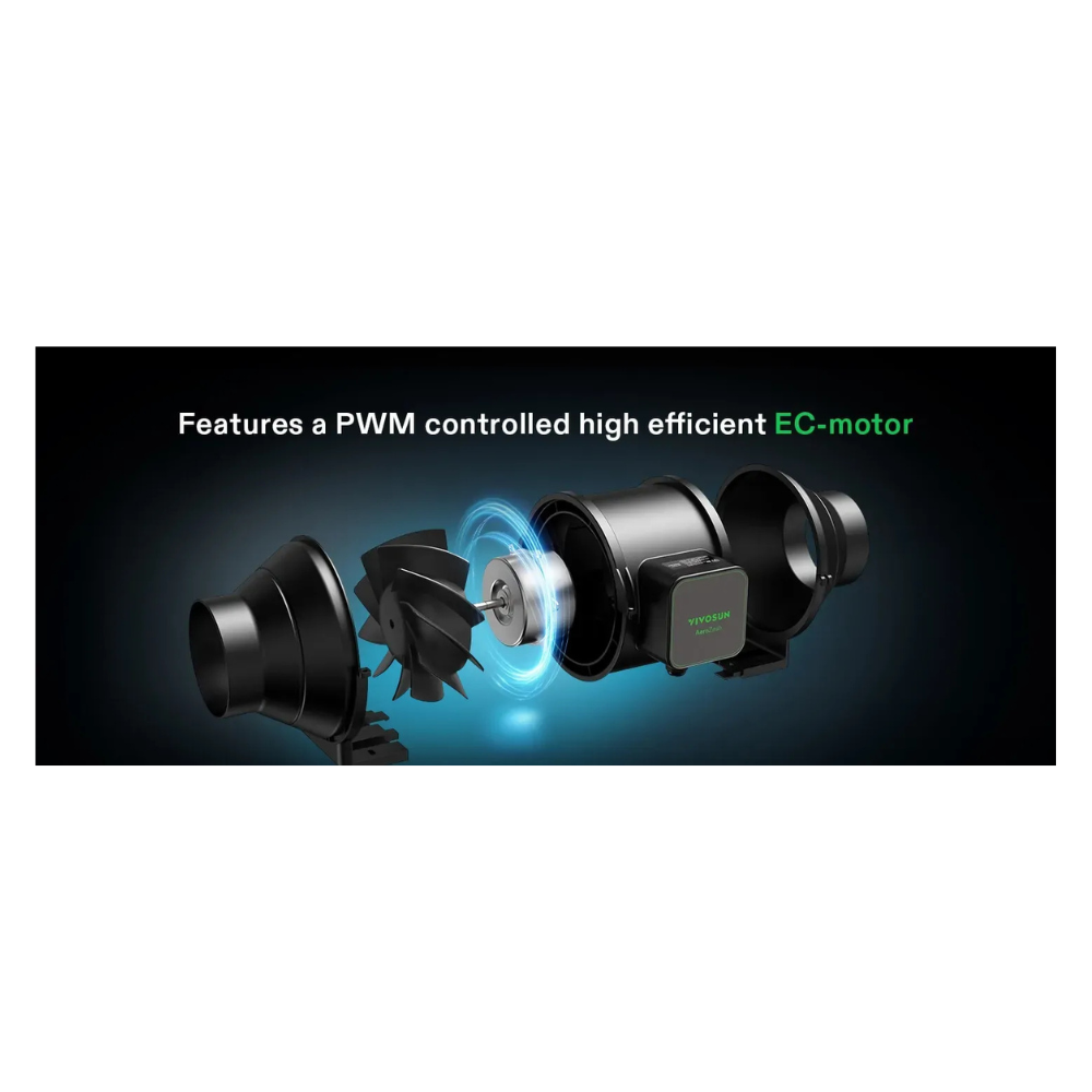 Vivosun AeroZesh S8 Inline EC Fan - 200MM (8 Inch) w/ GrowHub E42A WiFi Controller