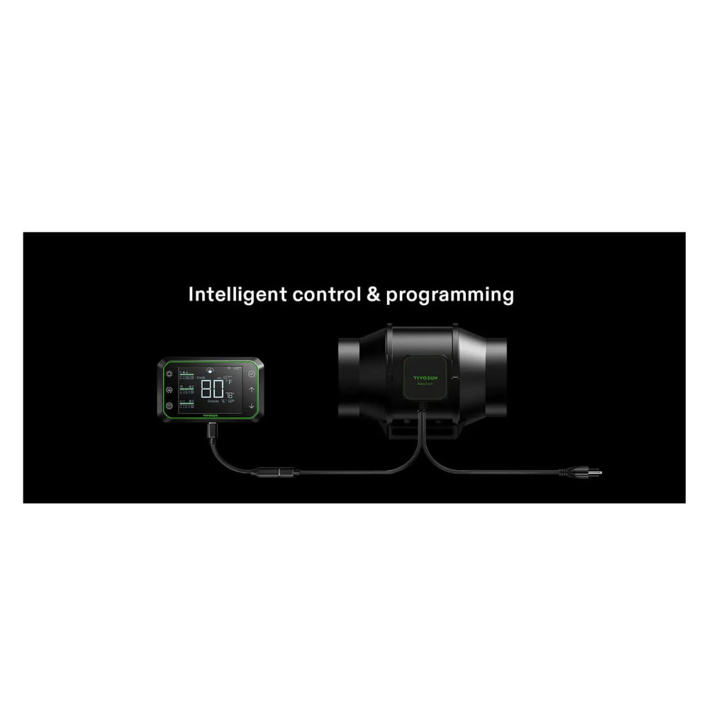 Vivosun AeroZesh S8 Inline EC Fan - 200MM (8 Inch) w/ GrowHub E42A WiFi Controller