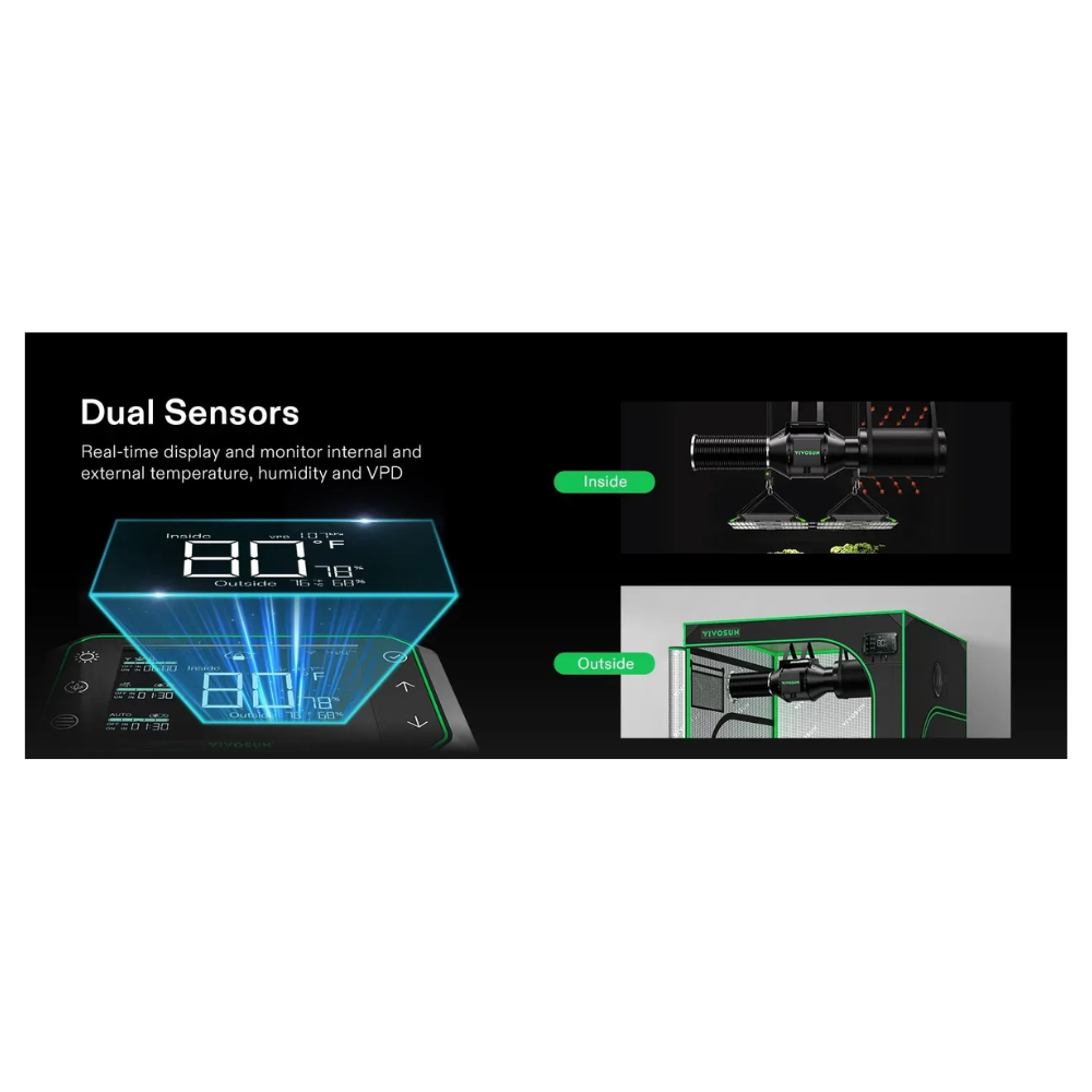 Vivosun AeroZesh S8 Inline EC Fan - 200MM (8 Inch) w/ GrowHub E42A WiFi Controller