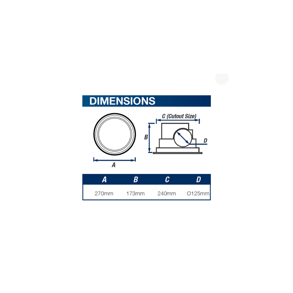 Ventair Ceiling Exhaust Fan with Removalble Fascia - Olson 200 | w/ Built in Backdraft Stopper