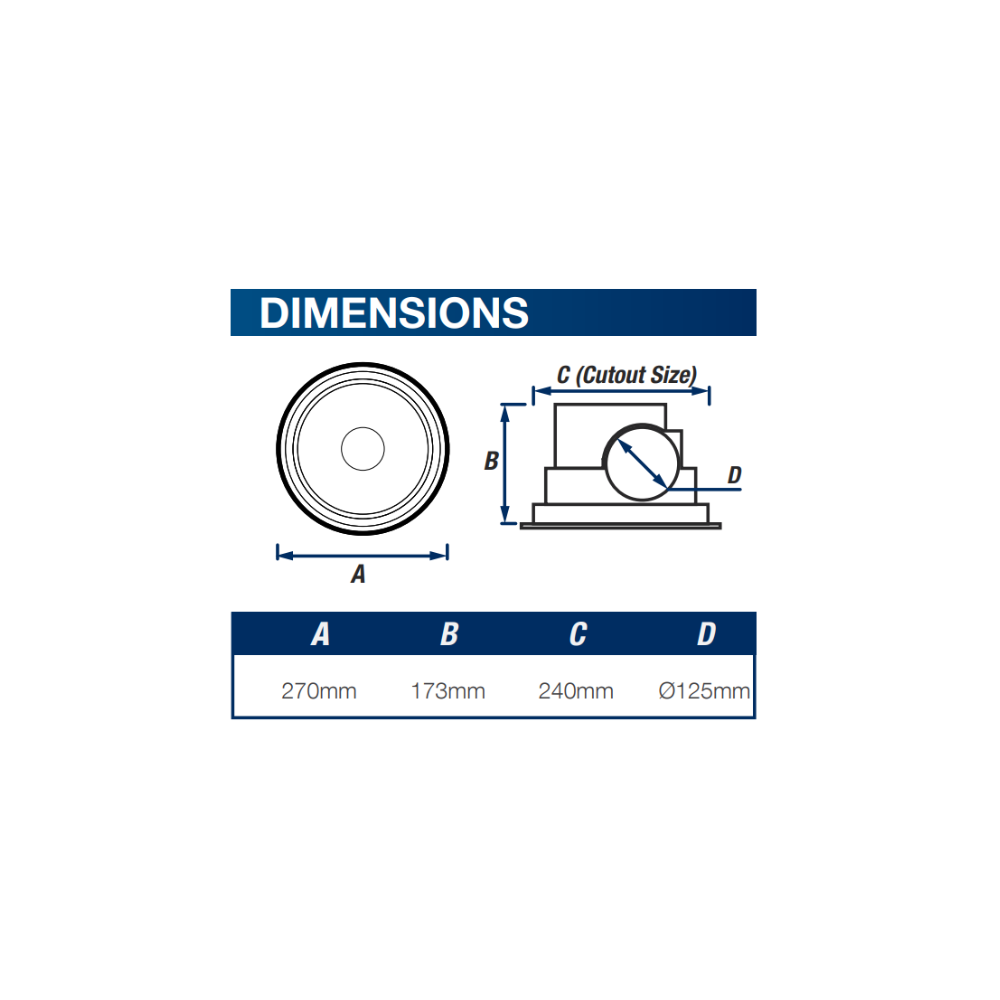 Ventair Ceiling Exhaust Fan with Removalble Fascia & 10W LED - Olson 200 | w/ Built in Backdraft Stopper