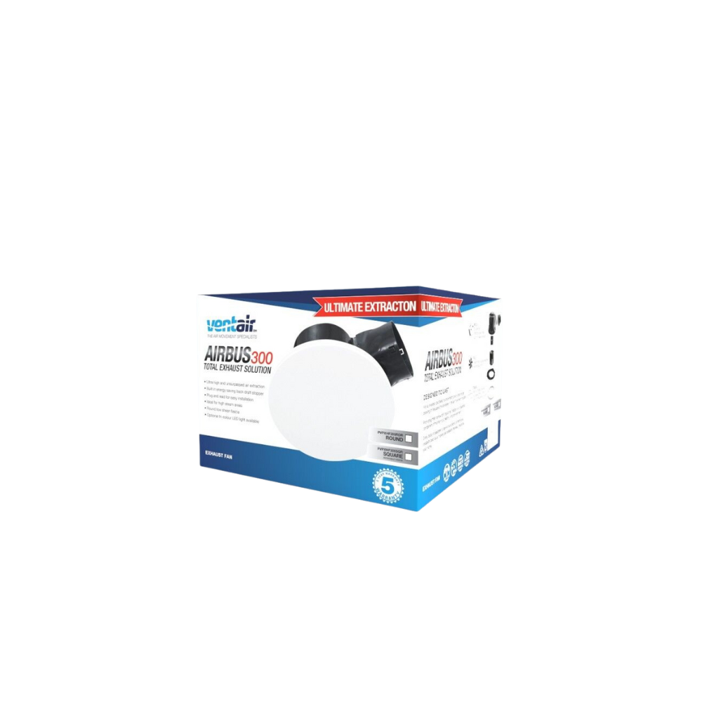 Ventair Bathroom Ceiling Exhaust Fan - Airbus HF 300 | w/ Back-Draft Stopper