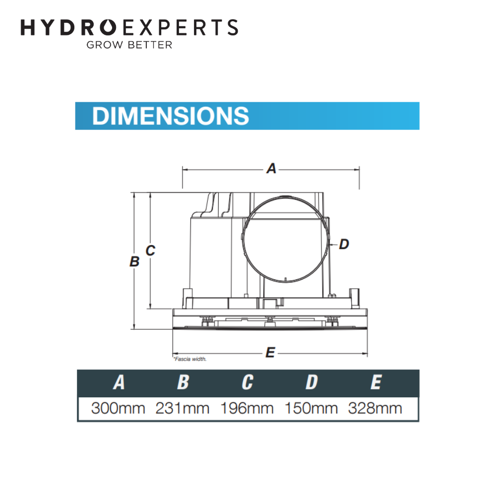 Ventair Bathroom Ceiling Exhaust Fan - Airbus HF 300 | w/ Back-Draft Stopper