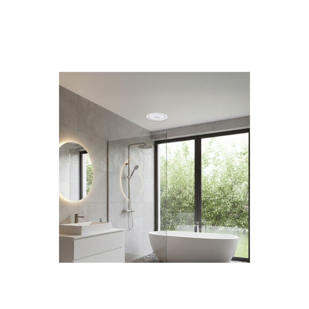 Ventair Header Box AC Exhaust Fan Olson 250 - OLS250RD-LED | w/ White Round Fascia | 10W Tri Colour LED