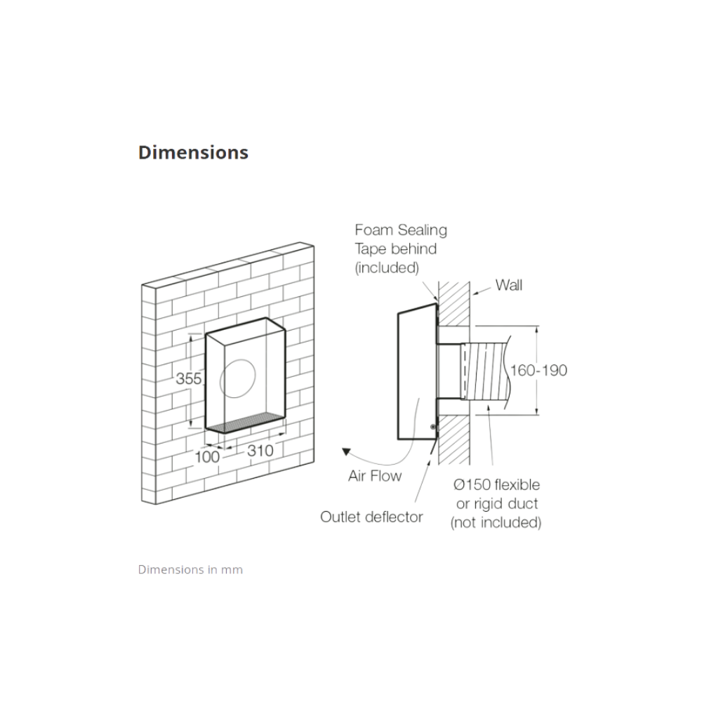 Fantech Ezifit Thru Wall External Wall Mounted Exhaust Fan - EWE154