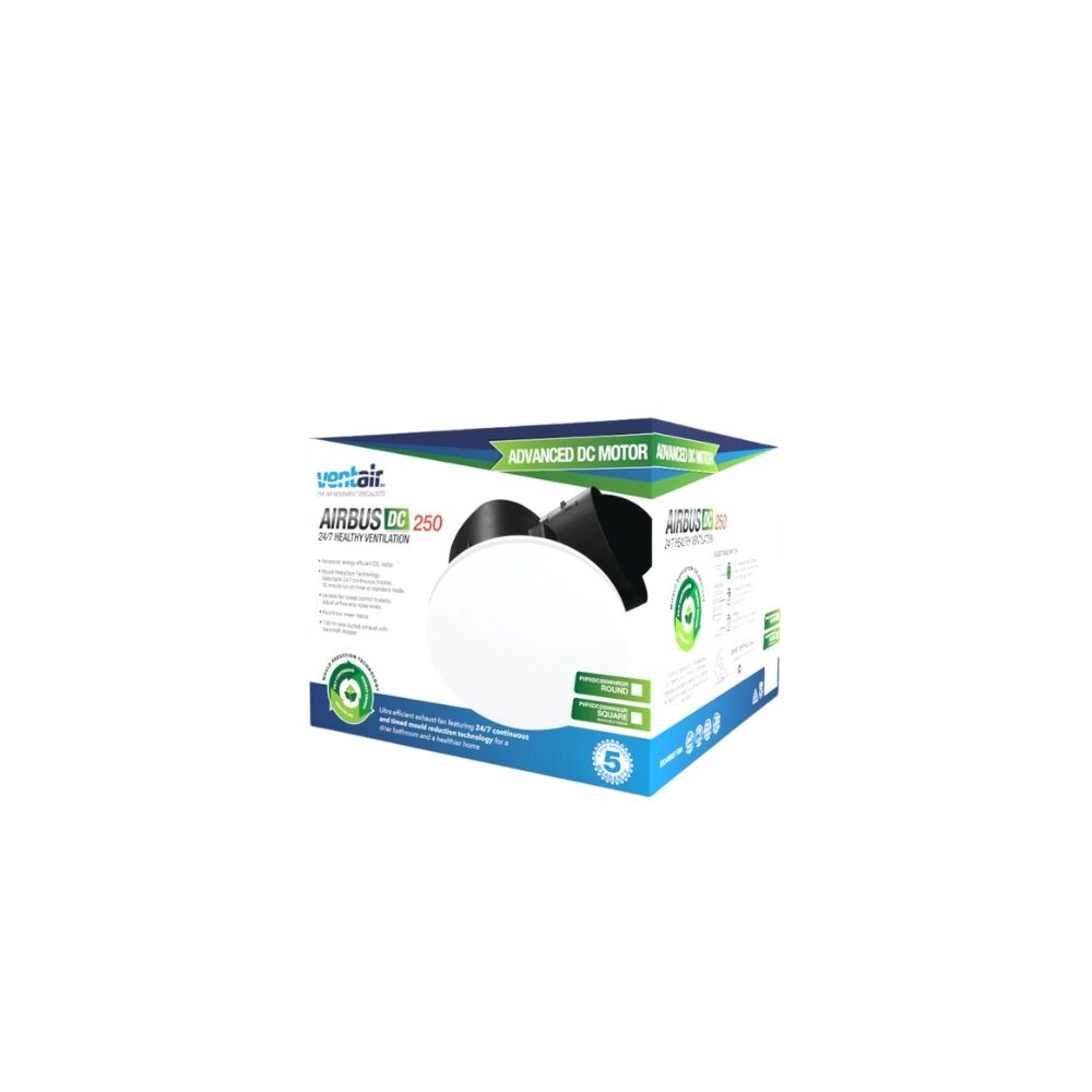 Ventair Airbus DC 250 Exhaust Fan with Round Grille - With LED & Without LED