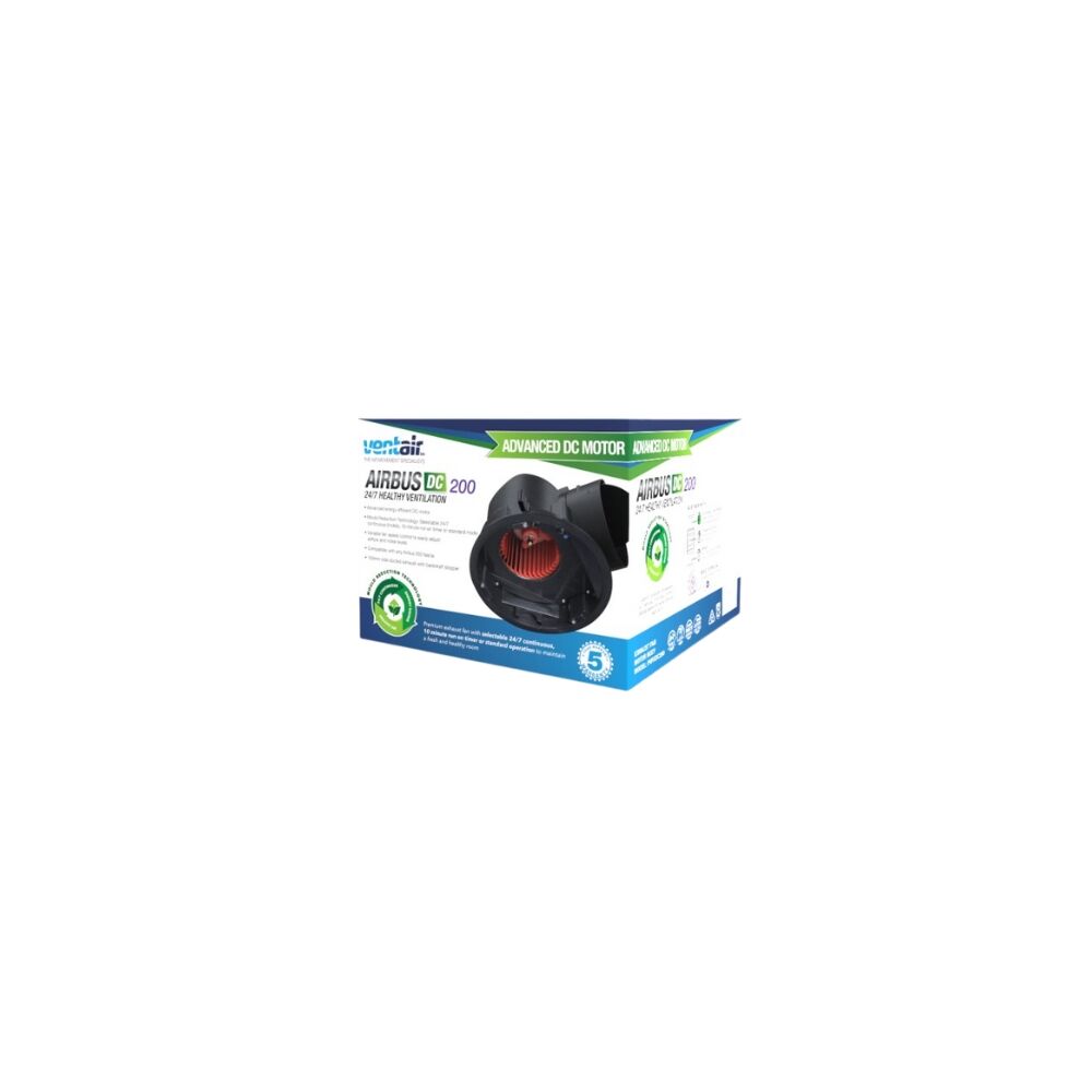 Ventair Airbus DC 200 Exhaust Fan - 150MM Side Ducted Exhaust w/ Backdraft Stopper & Run-on-TImer
