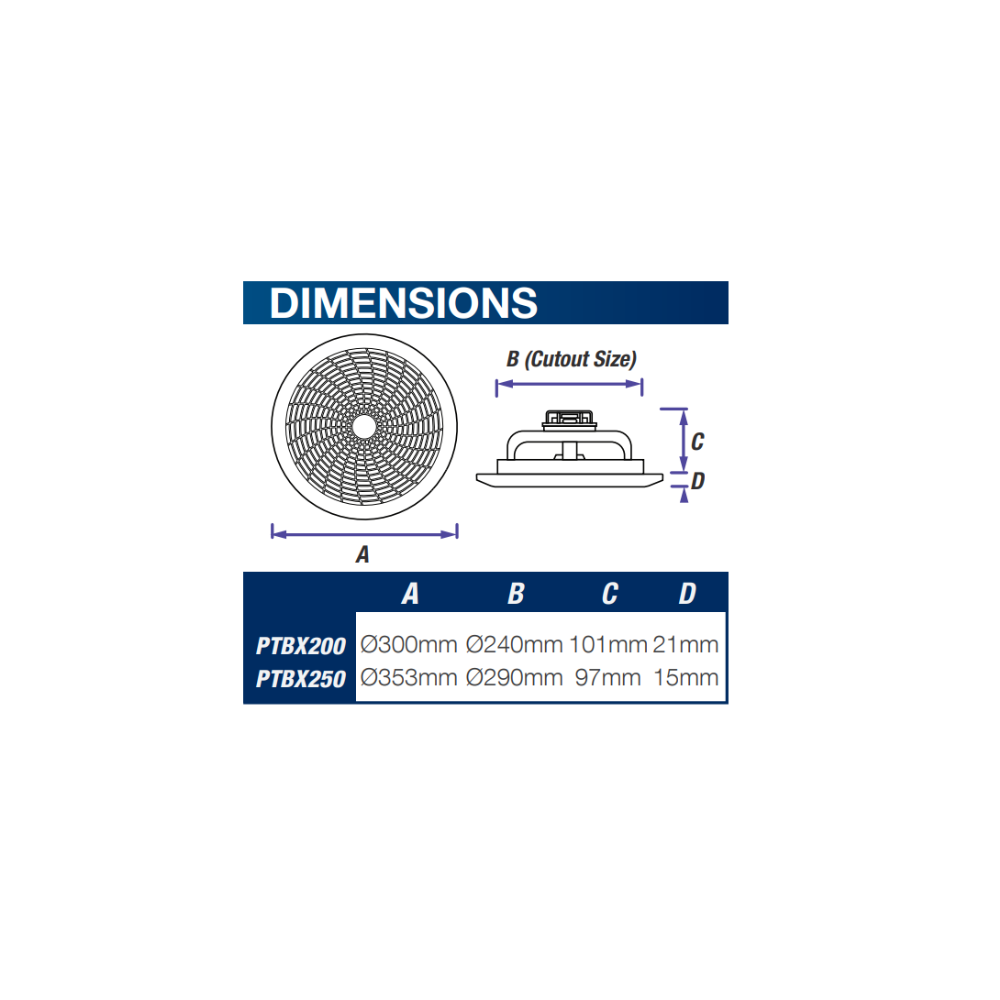 Ventair Axial Exhaust Bathroom Fan Gyro 250 - w/ Removable Grille | White