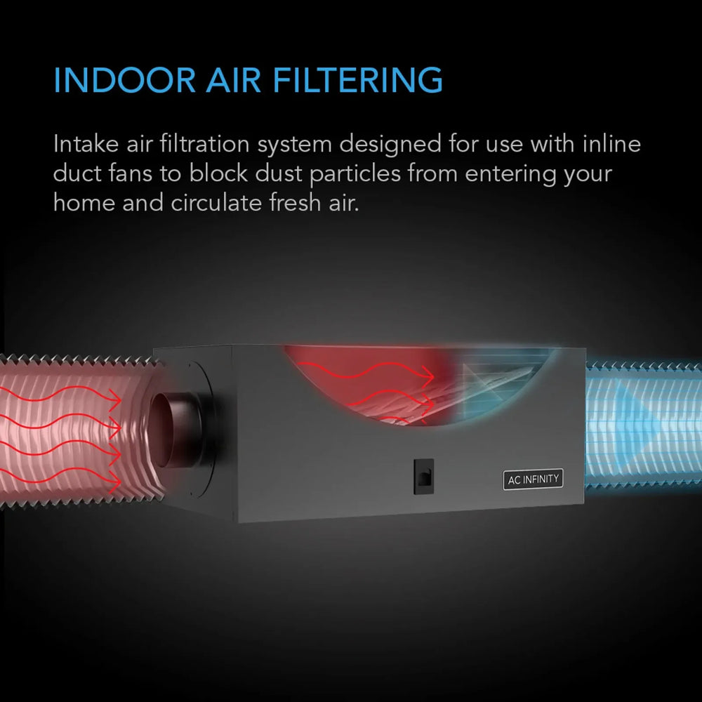 AC Infinity Inline Air Filter Box w/ MERV Filter - 200MM (8" Inch) | 1600CFM