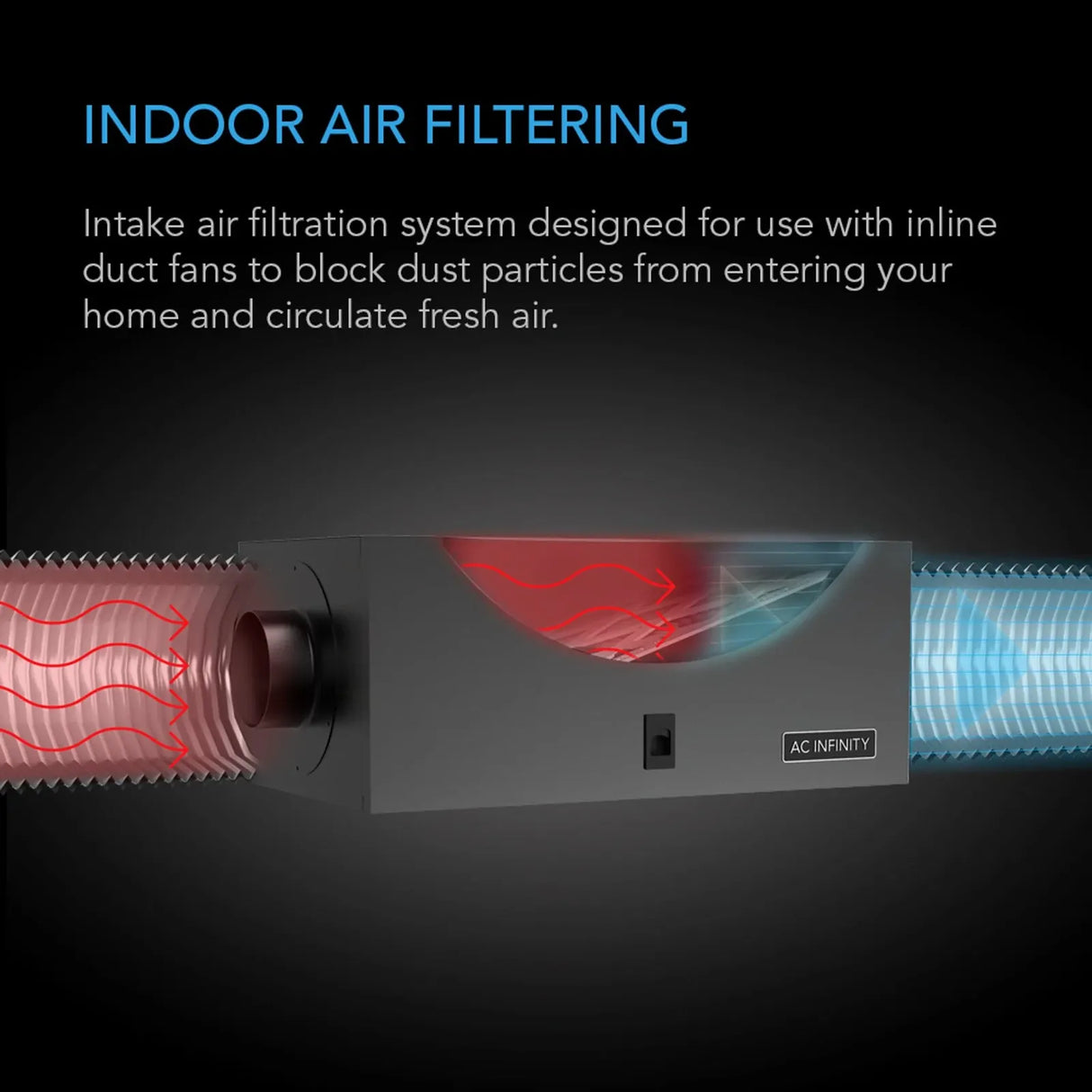 AC Infinity Inline Air Filter Box w/ MERV Filter - 200MM (8" Inch) | 1600CFM