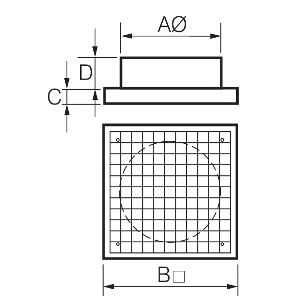 Fantech ECG Ceiling Mounted Inlet Grille - 100MM / 125MM / 150MM