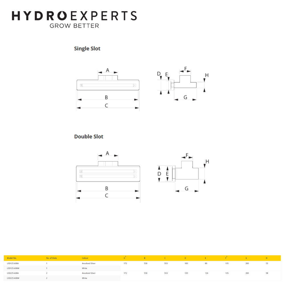 Fantech Double Slot Linear Slot Grille - Anodised Silver / White | 150MM | Cut Out Size 525MM x 95MM