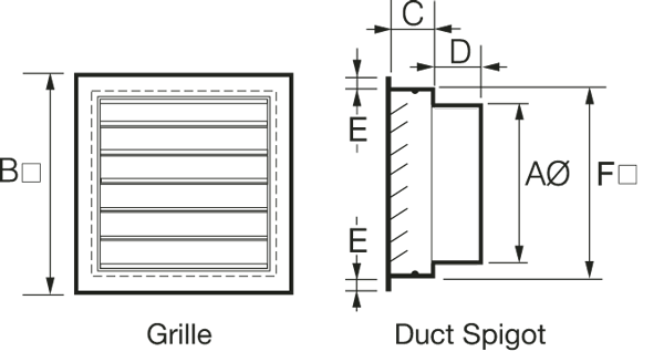 Fantech Aluminium External Fixed Louvre Grille - 200MM / 250MM