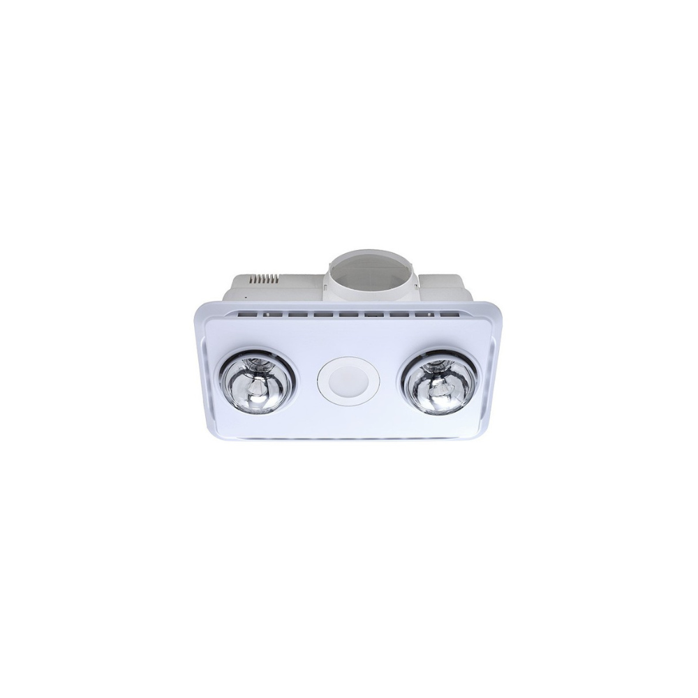 Ventair Brook 3-in-1 Bathroom Heater | LED Light | Exhaust Fan - 2 x 275W Heat Lamps | White