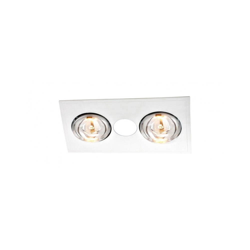 Ventair Myka 2 Bathroom 3-in-1 Slimline Low Profile - | Exhaust Fan | Heat | LED Light | - White / Silver