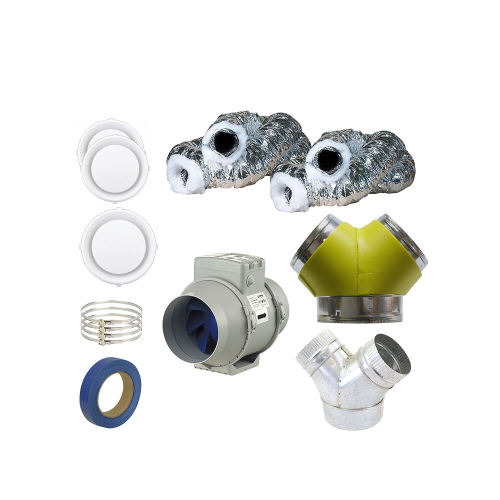 Blauberg 2-Room Standard Heat Transfer Kit - 200MM Blauberg Exhaust Fan | 1080 M3/H