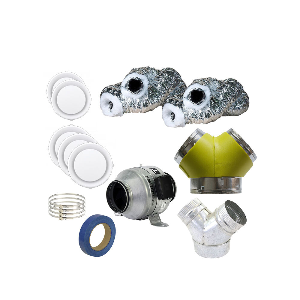 Fantech 2-Room Standard Heat Transfer Kit - 200MM Fantech Jetline In-line Fan | 1080 M3/H
