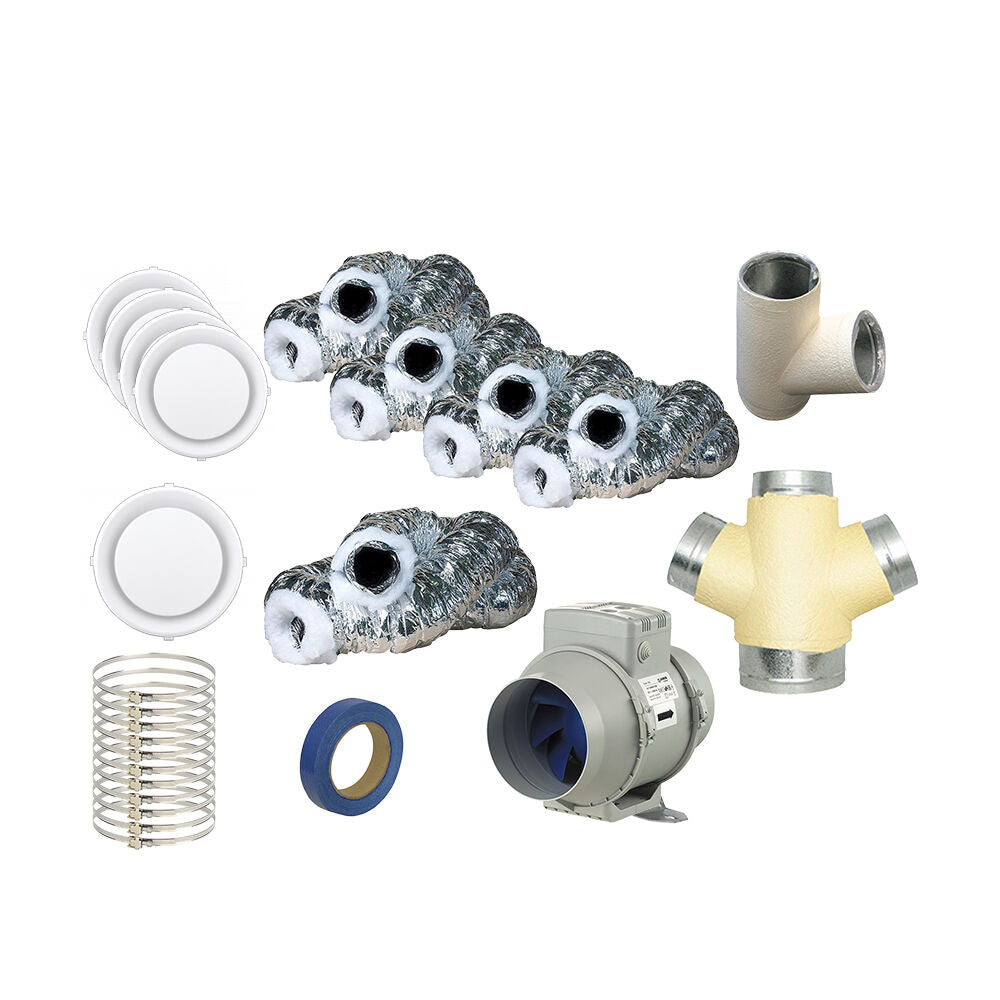 Blauberg 4-Room Standard Heat Transfer Kit - 200MM Blauberg Exhaust Fan | 1080 M3/H