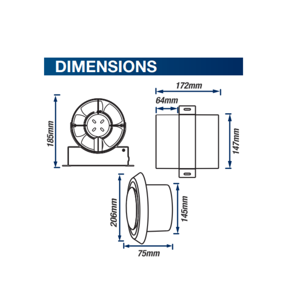 Ventair Inline Air Transfer Kit - Complete Kit w/ 6M x 150MM Duct & 2 x Vents