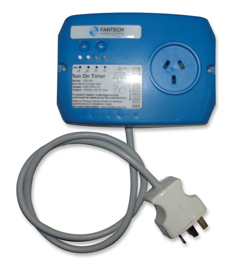 Fantech Run-on timer - 4-pin Plug Supply With Plug-in Outlet | Max 5A | 6 Minute Fixed Timer