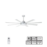 Fantech Atmos DC 8 Blade Ceiling Fan - 1830MM (72" Inch) | White | 8 Speed Remote Control