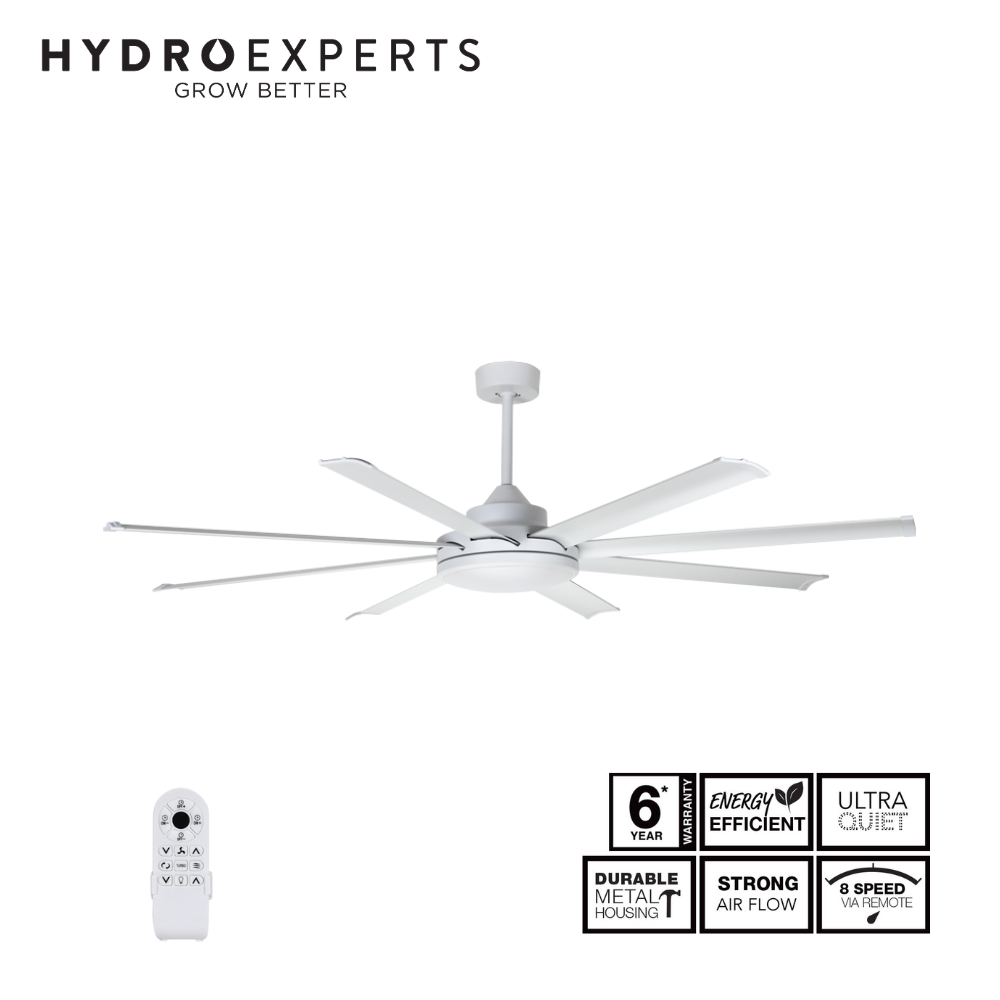 Fantech Atmos DC 8 Blade Ceiling Fan - 2330MM (92" Inch) | White | 8 Speed Remote Control