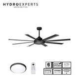 Fantech Atmos DC 8 Blade Ceiling Fan w/ 33W LED Light Kit - 1830MM (72" Inch) | Black | 8 Speed Remote Control