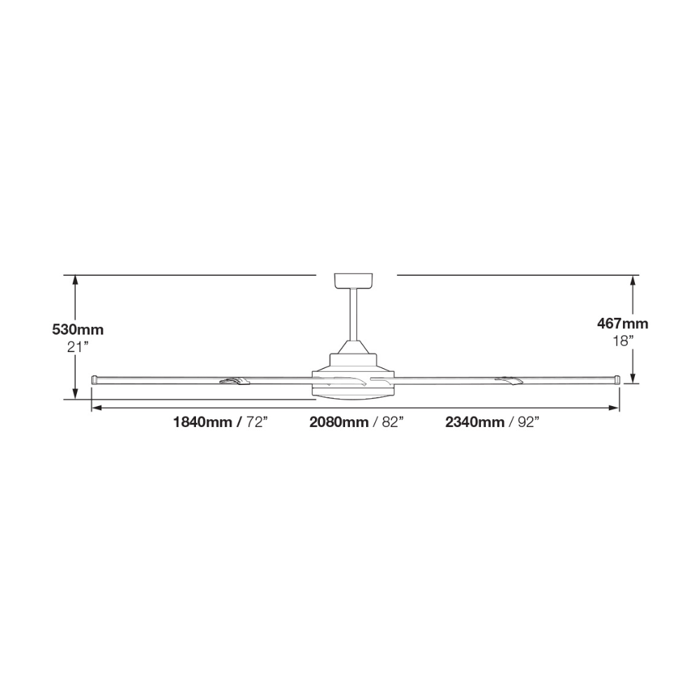 Fantech Atmos DC 8 Blade Ceiling Fan w/ 33W LED Light Kit - 2340MM (92" Inch) | Black | 8 Speed Remote Control