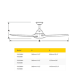 Fantech Flair AC 3 Blade Ceiling Fan - 900MM (36" Inch) | White | 3 Speed Wall Controller Included