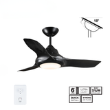 Fantech Flair AC 3 Blade Ceiling Fan w/ 18W LED Light - 900MM (36" Inch) | Black | 3 Speed Wall Controller Included