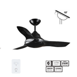 Fantech Flair AC 3 Blade Ceiling Fan - 1270MM (50" Inch) | Black | 3 Speed Wall Controller Included