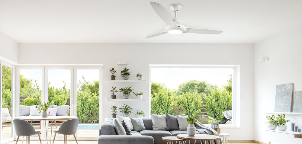 Fantech Flair AC 3 Blade Ceiling Fan w/ 18W LED Light - 1270MM (50" Inch) | White | 3 Speed Wall Controller Included