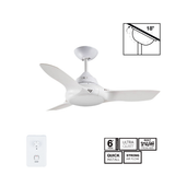 Fantech Flair AC 3 Blade Ceiling Fan - 1470MM (58" Inch) | White | 3 Speed Wall Controller Included