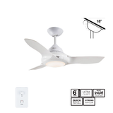 Fantech Flair AC 3 Blade Ceiling Fan w/ 18W LED Light - 1470MM (58" Inch) | White | 3 Speed Wall Controller Included