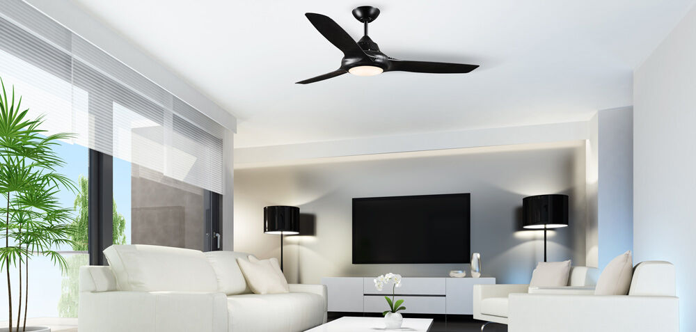 Fantech Flair AC 3 Blade Ceiling Fan w/ 18W LED Light - 1470MM (58" Inch) | Black | 3 Speed Wall Controller Included