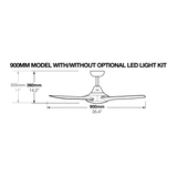 Fantech Flair DC 3 Blade Ceiling Fan - 900MM (36" Inch) | Black | w/ Wall Switch & Remote Control